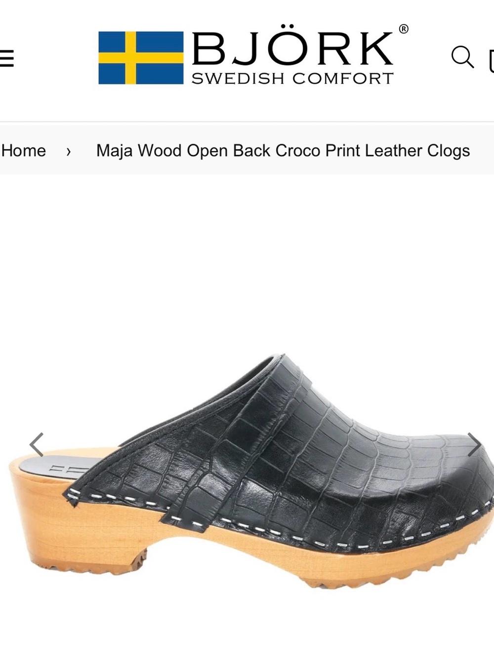 BJÖRK Black Croc-Embossed Leather Open-Back Clogs
